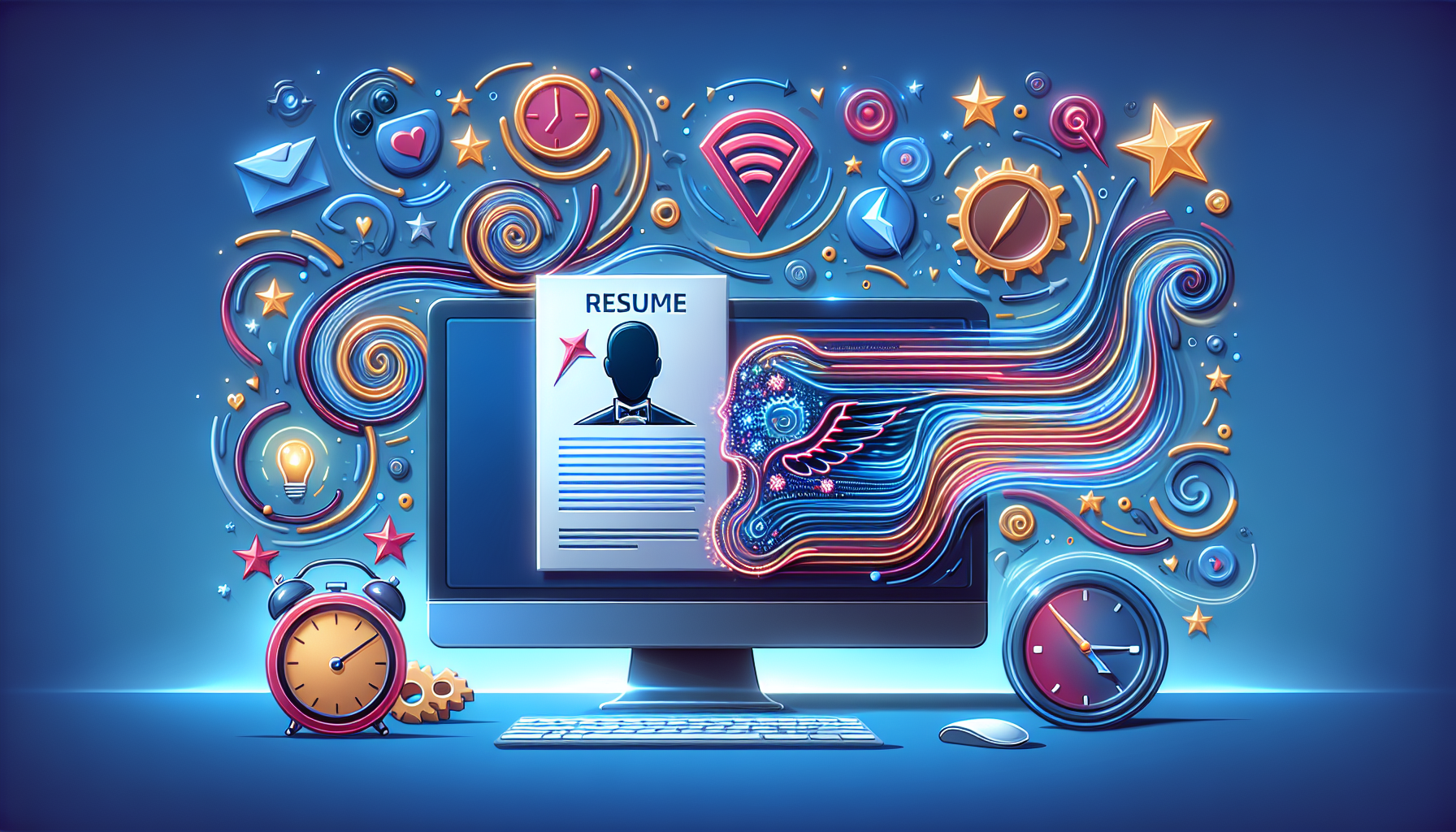 An illustration depicting the benefits of using AI for resume writing.