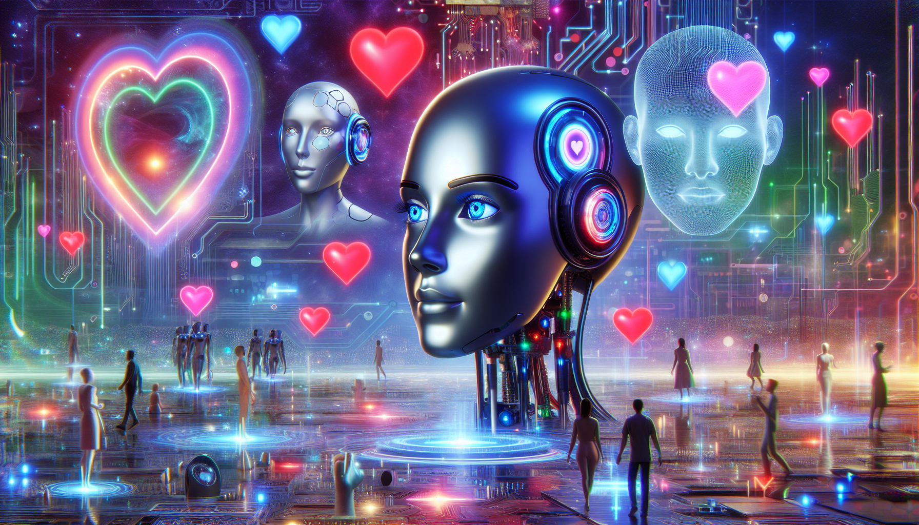 An illustration representing the future of AI humanizer technology with machines understanding human emotions.